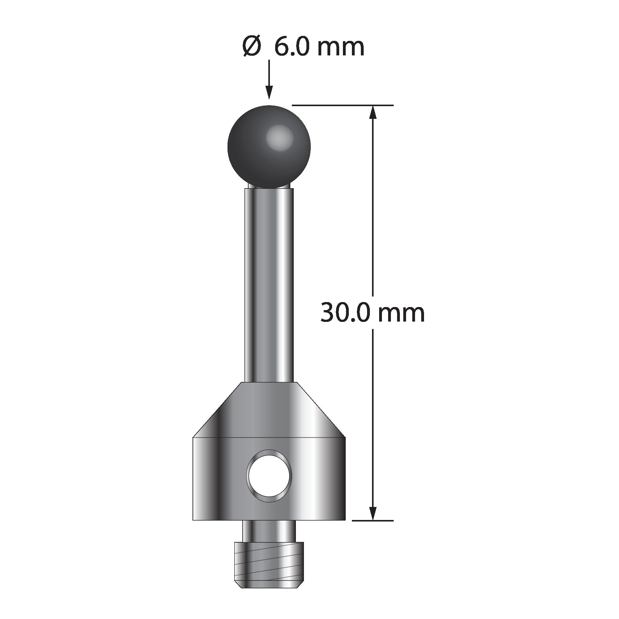 ATG-6030-SN M5 6.0mm silicon nitride stylus, 30.0mm long, by Q-Mark Manufacturing, Inc.
