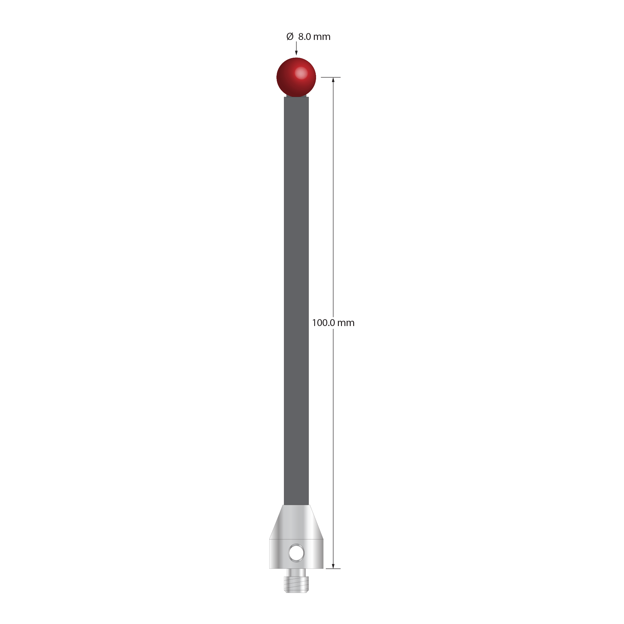 ATG-80104-G M5 stylus with 8.0mm ruby ball, carbon fiber stem, and stainless steel base by Q-Mark Manufacturing, Inc.