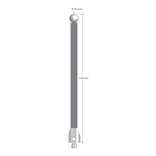 Low weight M5 stylus with 8.0 mm diameter zirconia ball, 6.0 mm diameter Therm-X carbon fiber stem, and 11.0 mm diameter x 13.0 mm long titanium base. Overall stylus length is 114.0 mm. Stylus weight is 8.51 grams.