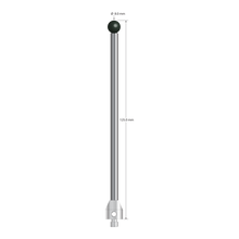 M5 stylus with 8.0 mm diameter silicon nitride ball, 5.0 mm diameter carbide stem, and 11.0 mm diameter x 12.0 mm long stainless steel base. Overall stylus length is 125.0 mm. Stylus weight is 37.43 grams.