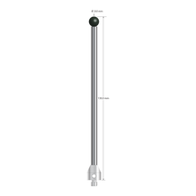 M5 stylus with 8.0 mm diameter silicon nitride ball, 5.0 mm diameter carbide stem, and 11.0 mm diameter x 12.0 mm long stainless steel base. Overall stylus length is 130.0 mm. Stylus weight is 38.85 grams.