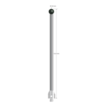 M5 stylus with 8.0 mm diameter silicon nitride ball, 5.0 mm diameter carbide stem, and 11.0 mm diameter x 12.0 mm long stainless steel base. Overall stylus length is 135.0 mm. Stylus weight is 40.26 grams.