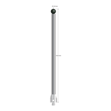 M5 stylus with 8.0 mm diameter silicon nitride ball, 6.0 mm diameter carbide stem, and 11.0 mm diameter x 13.0 mm long stainless steel base. Overall stylus length is 150.0 mm. Stylus weight is 61.53 grams. Compare to Zeiss 626105-0825-150.