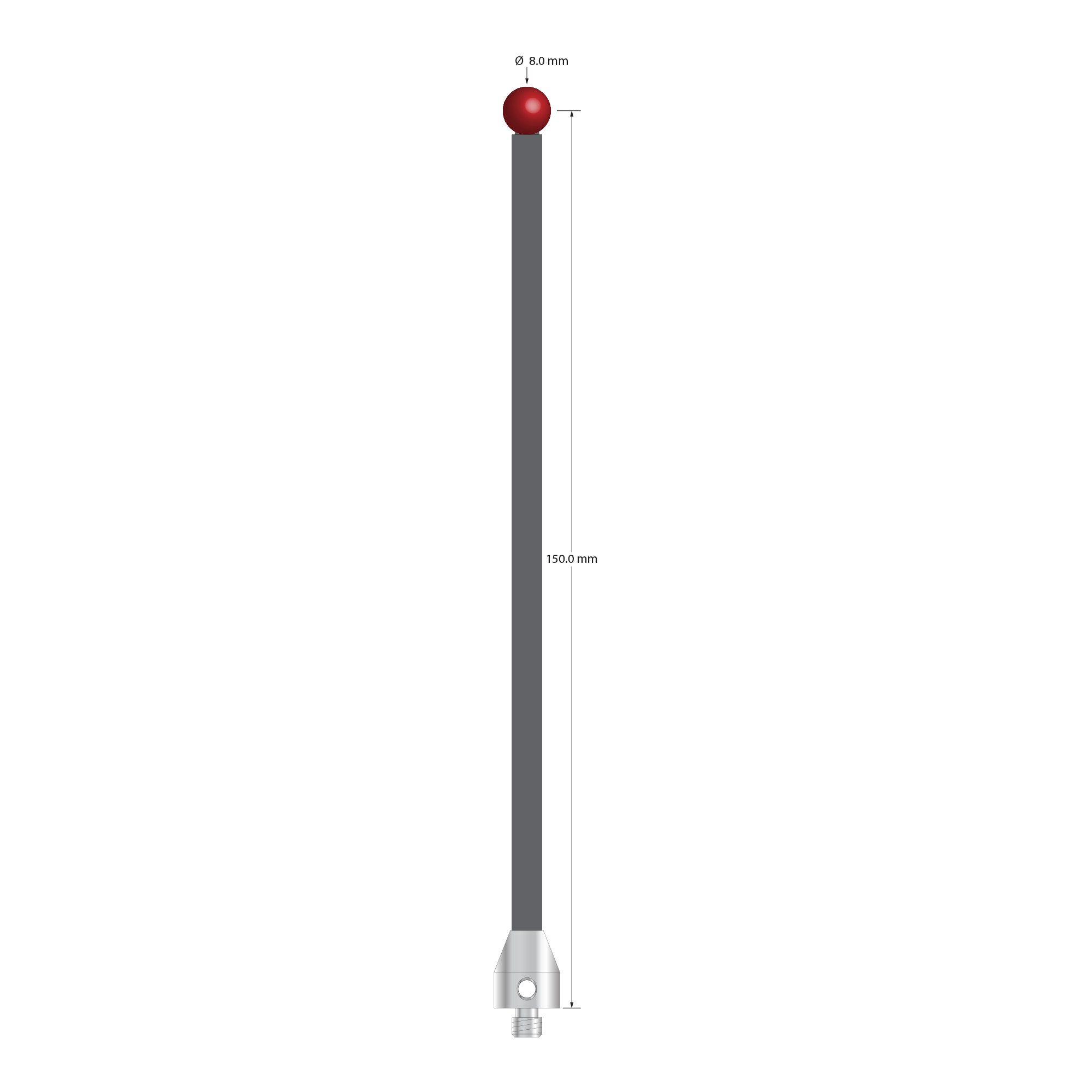 ATG-80154-G M5 stylus with 8.0mm ruby ball, carbon fiber stem, and stainless steel base by Q-Mark Manufacturing, Inc.