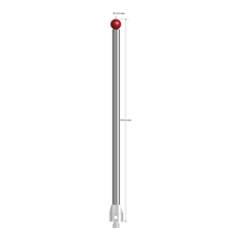 M5 stylus with 8.0 mm diameter ruby ball, 6.0 mm diameter carbide stem, and 11.0 mm diameter x 13.0 mm long stainless steel base. Overall stylus length is 155.0 mm. Stylus weight is 63.56 grams. Compare to Zeiss 626105-0824-155.