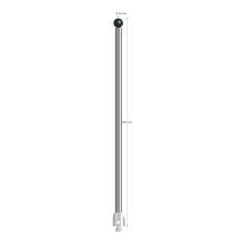 M5 stylus with 8.0 mm diameter silicon nitride ball, 6.0 mm diameter carbide stem, and 11.0 mm diameter x 13.0 mm long stainless steel base. Overall stylus length is 180.0 mm. Stylus weight is 73.74 grams. Compare to Zeiss 626105-0825-180.