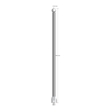 M5 stylus with 8.0 mm diameter zirconia ball, 6.0 mm diameter carbide stem, and 11.0 mm diameter x 13.0 mm long stainless steel base. Overall stylus length is 180.0 mm. Stylus weight is 73.74 grams.
