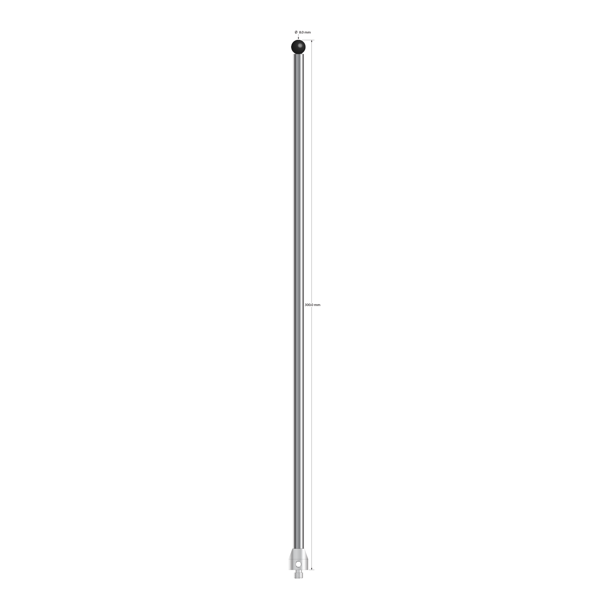 ATG-80300-SN M5 8.0mm silicon nitride stylus with carbide stem and stainless steel base, 300mm long by Q-Mark Manufacturing, Inc.