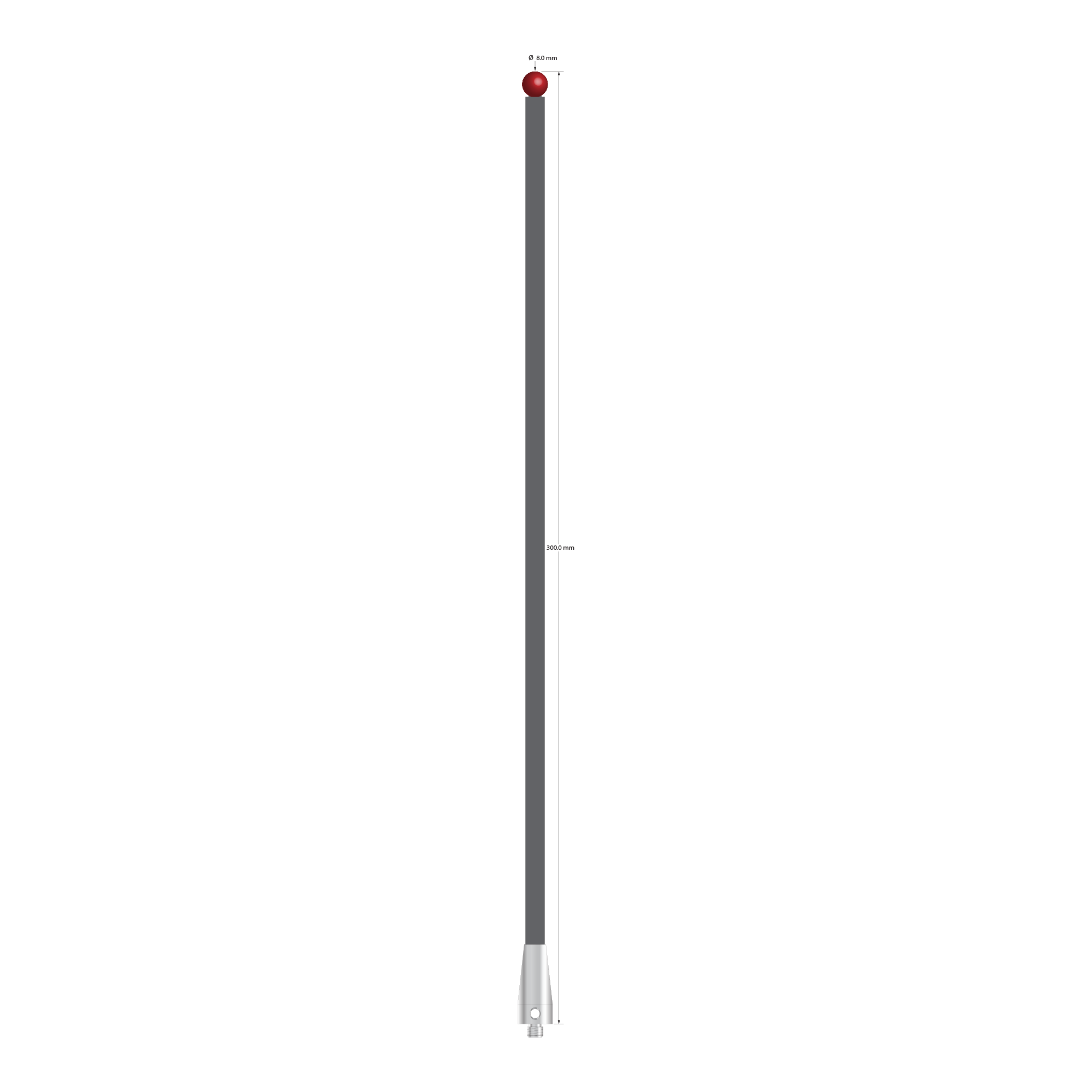 ATG-80300-TX M5 8.0mm ruby ball, carbon fiber stem, titanium base stylus, 300mm by Q-Mark Manufacturing, Inc.