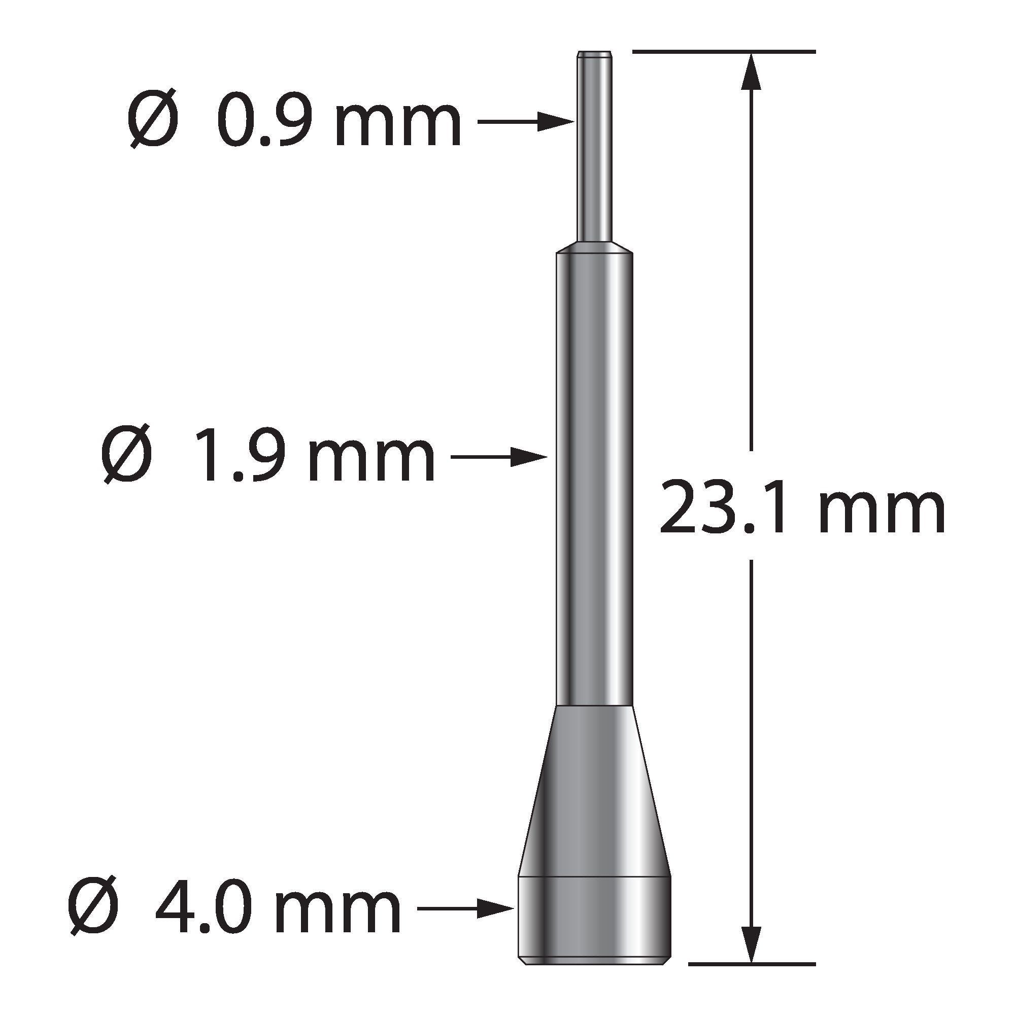 PK-3-R probe key for Romer styli, golf tee style, hardened black tool steel.