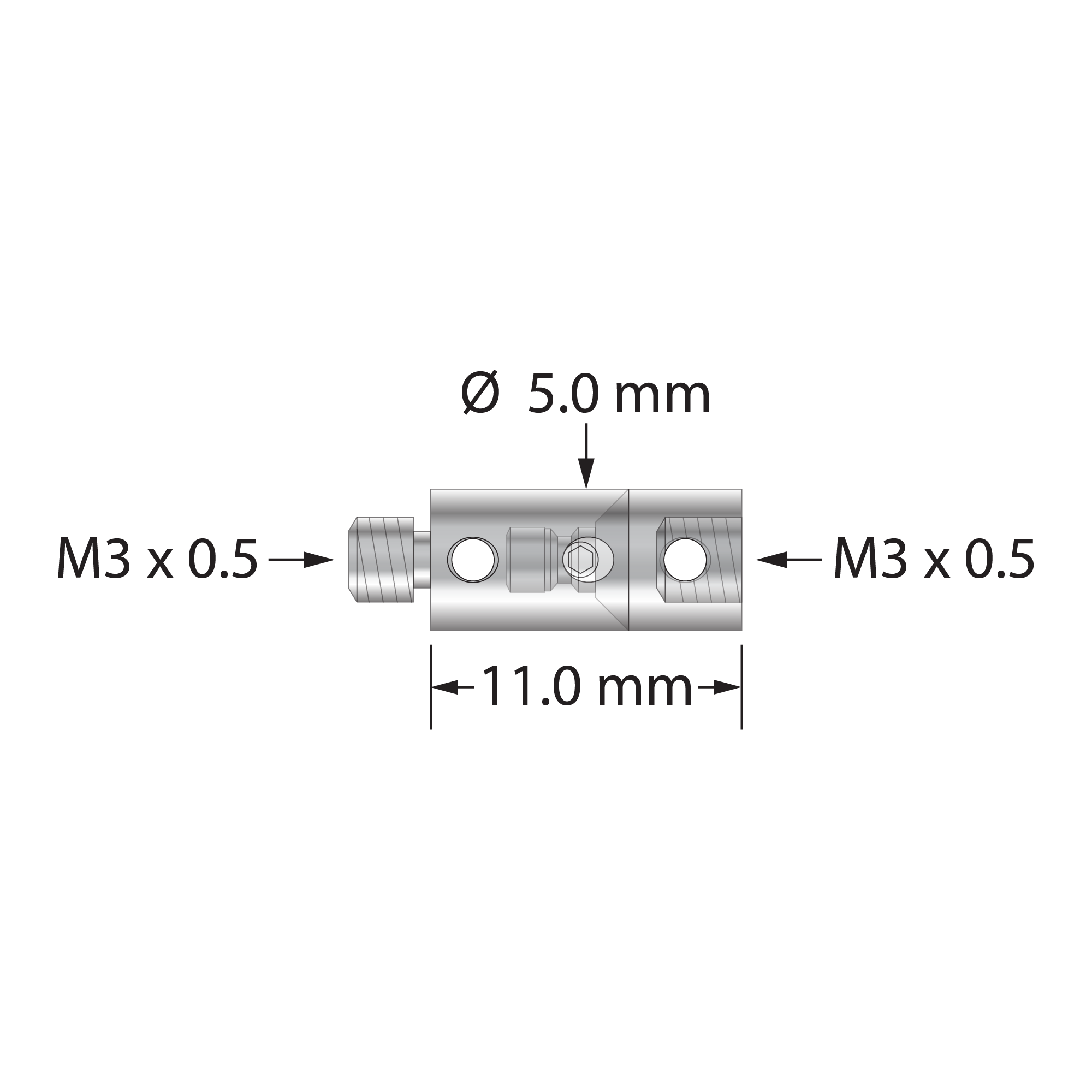 RAP-5PF-11 M3 rotary joint, titanium and stainless steel, for flexible positioning.