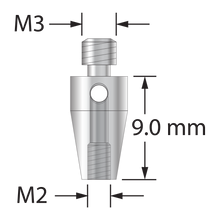 RM3XXT-M2 M3 male to M2 female thread adapter, titanium.