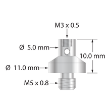 RM5-M3XXT M5x0.8 to M3x0.5 thread adapter, stainless steel, 10.0mm long by Q-Mark Manufacturing, Inc.