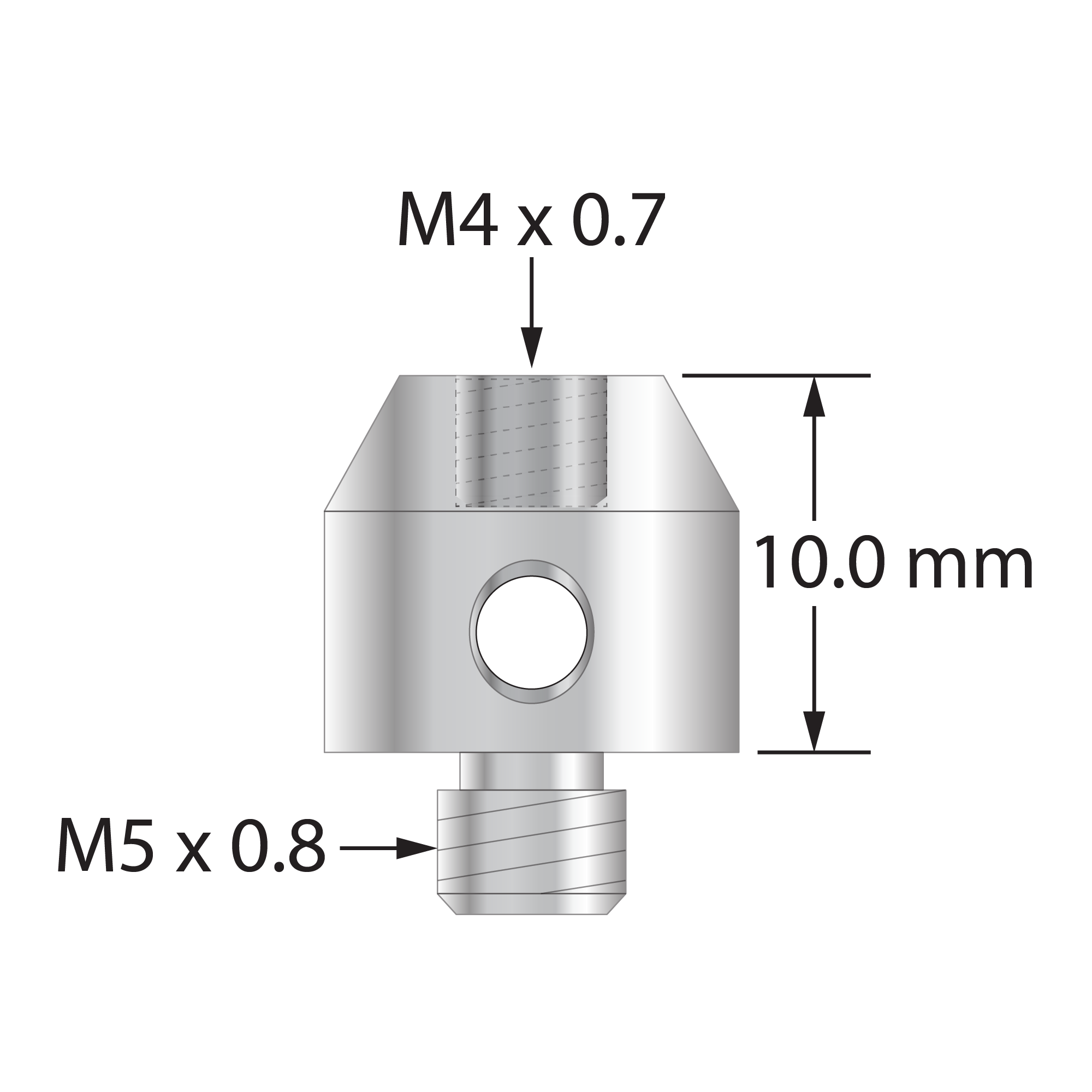 RM5-M4 M5 to M4 thread adapter, stainless steel, 11.0mm diameter, 10.0mm length by Q-Mark Manufacturing, Inc.