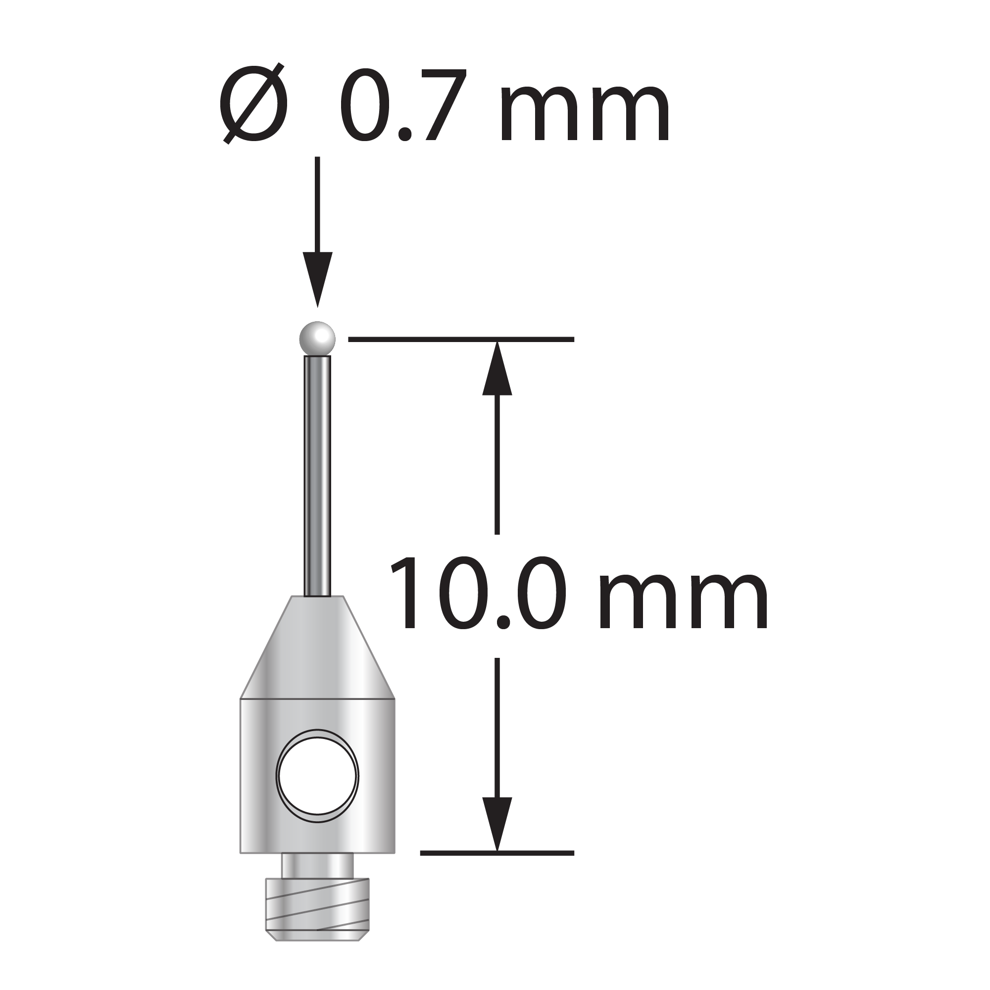 TM2-0710.35-Z M2 stylus with 0.7mm ruby ball, carbide stem, stainless steel base by Q-Mark Manufacturing, Inc.