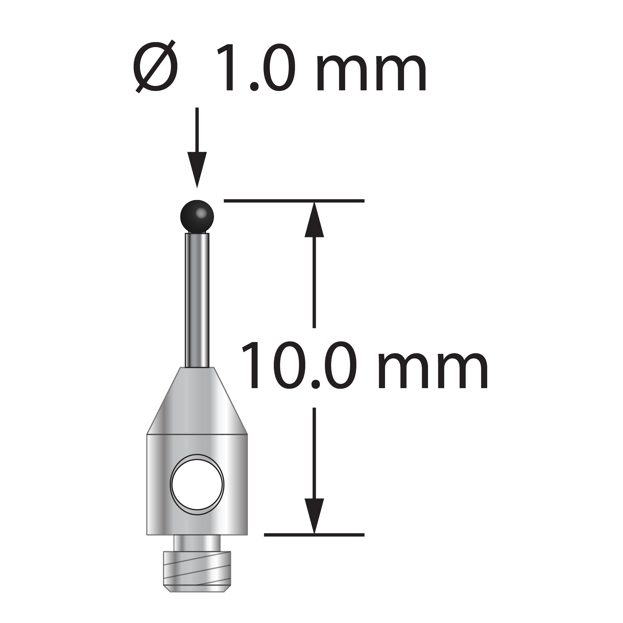 TM2-1010-DS.7-SN M2 stylus with 1.0mm silicon nitride ball and carbide stem by Q-Mark Manufacturing, Inc.