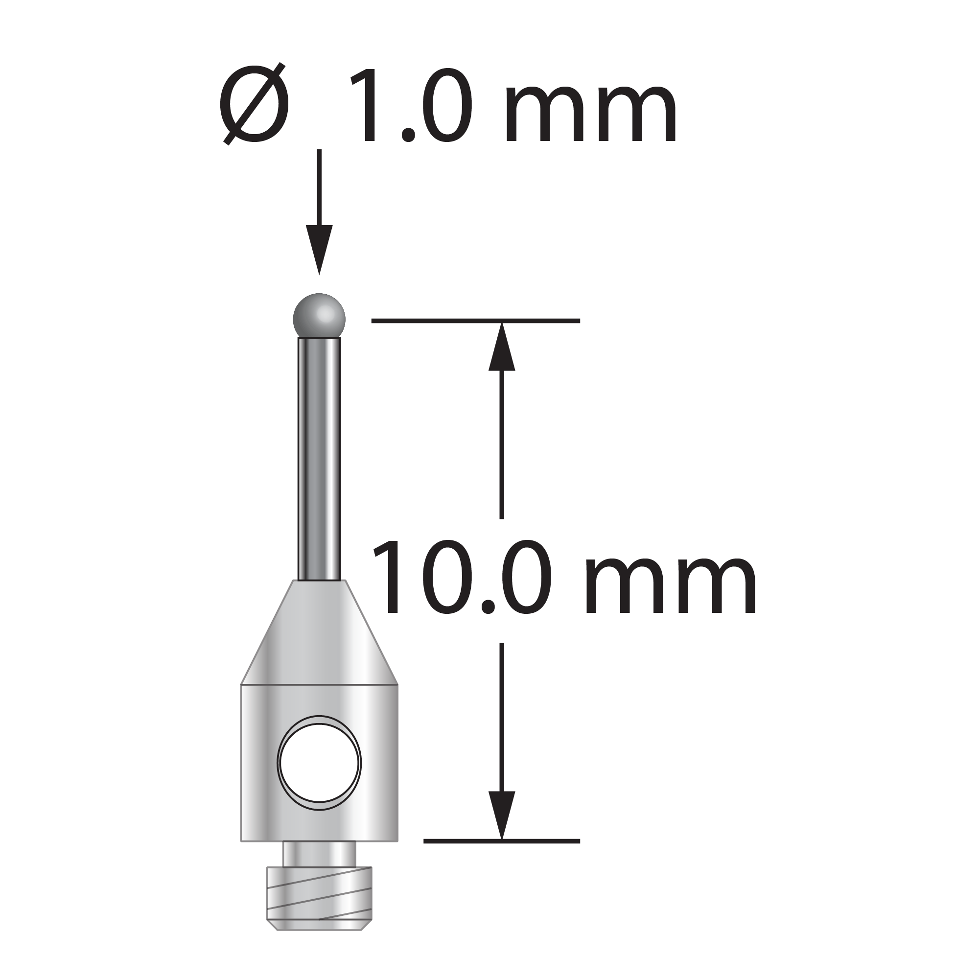 TM2-1010.5-DS.8-D M2 stylus with 1.0mm solid diamond sphere and carbide stem by Q-Mark Manufacturing, Inc.