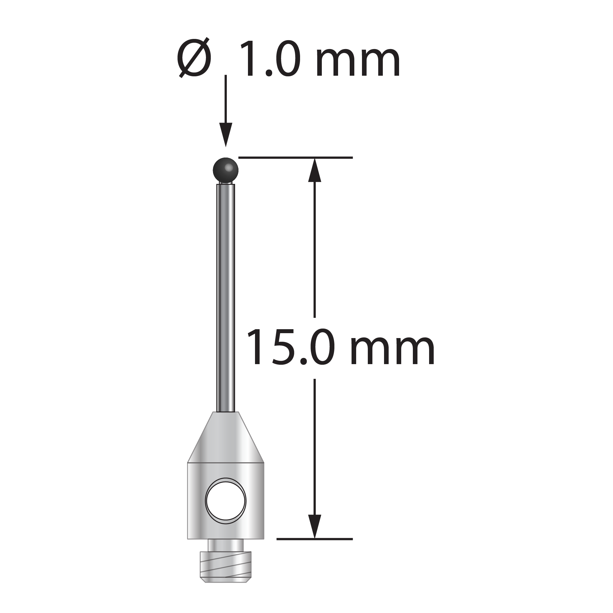 TM2-1015-DS.7-SN M2 stylus with 1.0mm silicon nitride ball and carbide shaft by Q-Mark Manufacturing, Inc.