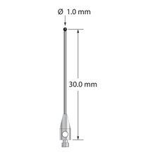 TM2-1030.5-DS.7-SN M2 stylus with 1.0mm silicon nitride ball, carbide stem, stainless steel base.