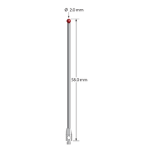 TM2-2058 M2 stylus with 2.0mm ruby ball, carbide stem, and stainless steel base, 58.0mm long by Q-Mark Manufacturing, Inc.