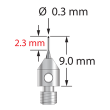 TM3-0309-SN M3 0.3mm silicon nitride stylus with tapered carbide stem, stainless steel base, 9.0mm long by Q-Mark Manufacturing, Inc.