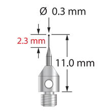 TM3-0311-SN M3 stylus with 0.3mm silicon nitride ball, tapered carbide stem, stainless steel base, 11mm long by Q-Mark Manufacturing, Inc.