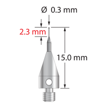 TM3-0315-TX-SN M3 stylus with 0.3mm silicon nitride ball, carbide stem, titanium base, 15mm long by Q-Mark Manufacturing, Inc.