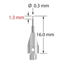 TM3-0316-TX-C M3 0.3mm carbide ball stylus with tapered carbide stem, titanium base, 16mm long by Q-Mark Manufacturing, Inc.