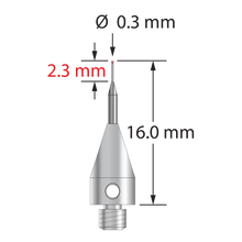 TM3-0316-TX M3 stylus with 0.3mm ruby ball, tapered carbide stem, and titanium base by Q-Mark Manufacturing, Inc.
