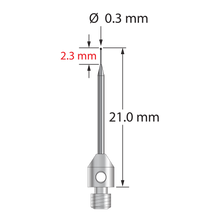 TM3-0321-SN M3 stylus with 0.3mm silicon nitride ball, tapered carbide stem, and stainless steel base by Q-Mark Manufacturing, Inc.
