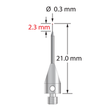 TM3-0321-TX M3 stylus with 0.3mm ruby ball, tapered carbide stem, and titanium base by Q-Mark Manufacturing, Inc.