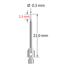 TM3-0322-SN M3 0.3mm silicon nitride stylus with tapered carbide stem and stainless steel base, 22mm long by Q-Mark Manufacturing, Inc.