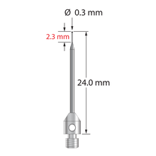 TM3-0324-SN M3 stylus with 0.3mm silicon nitride ball, tapered carbide stem, and stainless steel base by Q-Mark Manufacturing, Inc.
