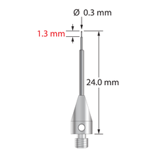 TM3-0324-TX-C M3 stylus with 0.3mm carbide ball, stepped carbide stem, titanium base, 24mm long by Q-Mark Manufacturing, Inc.