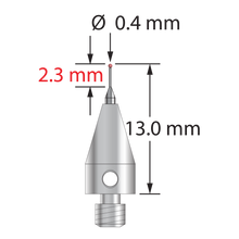 TM3-0413-TX M3 stylus with 0.4mm ruby ball, tapered carbide stem, and titanium base by Q-Mark Manufacturing, Inc.