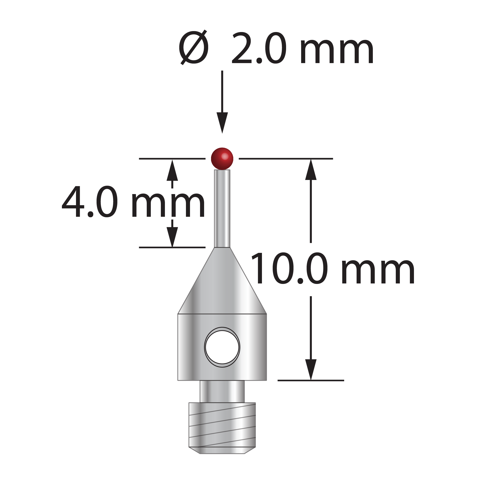 TM3-1010.5-S M3 stylus with 1.0mm ruby ball, stainless steel stem, 10.0mm length by Q-Mark Manufacturing, Inc.