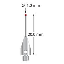TM3-1020-TX-DS.6 M3 ruby ball stylus, 1.0mm diameter, titanium base, 20.0mm long by Q-Mark Manufacturing, Inc.