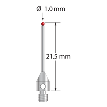 TM3-1021.5-DS.8 M3 stylus with 1.0mm ruby ball, carbide stem, and stainless steel base, 21.5mm long by Q-Mark Manufacturing, Inc.