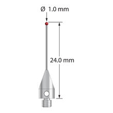 TM3-1024-TX-DS.5 M3 1.0mm ruby ball stylus with carbide stem and titanium base, 24.0mm long by Q-Mark Manufacturing, Inc.