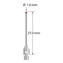 TM3-1027-DS.7 M3 stylus with 1.0mm ruby ball, carbide stem, and stainless steel base, 27.0mm long by Q-Mark Manufacturing, Inc.