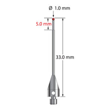 TM3-1033-TX M3 1.0mm ruby ball, stepped carbide stem, titanium base stylus, 33mm by Q-Mark Manufacturing, Inc.
