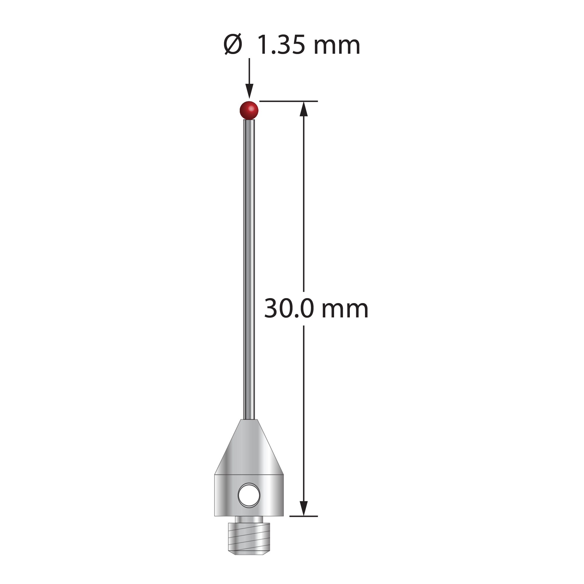 TM3-1330-TX M3 stylus with 1.35mm ruby ball, carbide stem, titanium base, 30mm length by Q-Mark Manufacturing, Inc.