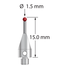 TM3-1515-TX M3 ruby ball stylus with carbide stem and titanium base, 15mm long.