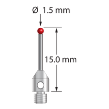 TM3-1515 M3 stylus with 1.5mm ruby ball, carbide stem, and stainless steel base, 15mm long by Q-Mark Manufacturing, Inc.