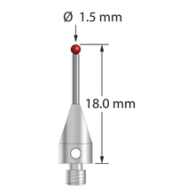 TM3-1518-TX M3 stylus with 1.5mm ruby ball, carbide stem, and titanium base, 18mm long by Q-Mark Manufacturing, Inc.