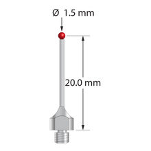 TM3-1520.75-H-S M3 ruby ball stylus, 1.5mm diameter, stainless steel stem and base, 20mm length by Q-Mark Manufacturing, Inc.