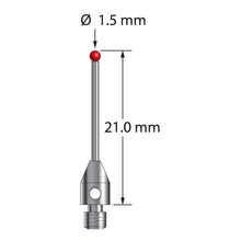 TM3-1521 M3 stylus, 1.5mm ruby ball, carbide stem, stainless steel base, 21mm long by Q-Mark Manufacturing, Inc.