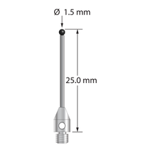 TM3-1525-SN M3 stylus with 1.5mm silicon nitride ball, carbide stem, and stainless steel base, 25mm long by Q-Mark Manufacturing, Inc.