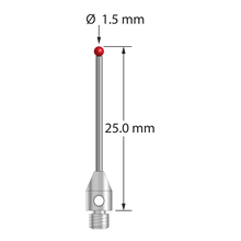 TM3-1525 M3 stylus with 1.5mm ruby ball, carbide stem, and stainless steel base, 25mm long by Q-Mark Manufacturing, Inc.