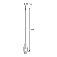 TM3-1544-TX-SN M3 stylus with 1.5mm silicon nitride ball, carbide stem, and titanium base, 44mm long.